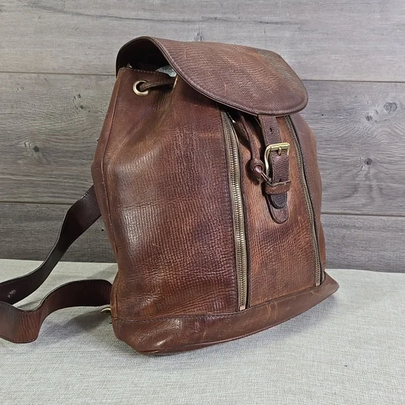 Bogner Brown Leather Backpack Travel Bag Handbag Tote - Picture 5 of 14
